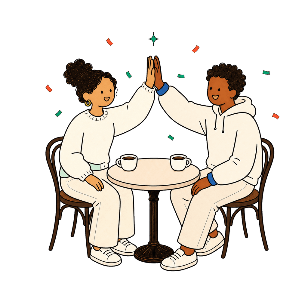 two founders celebrating after they meet