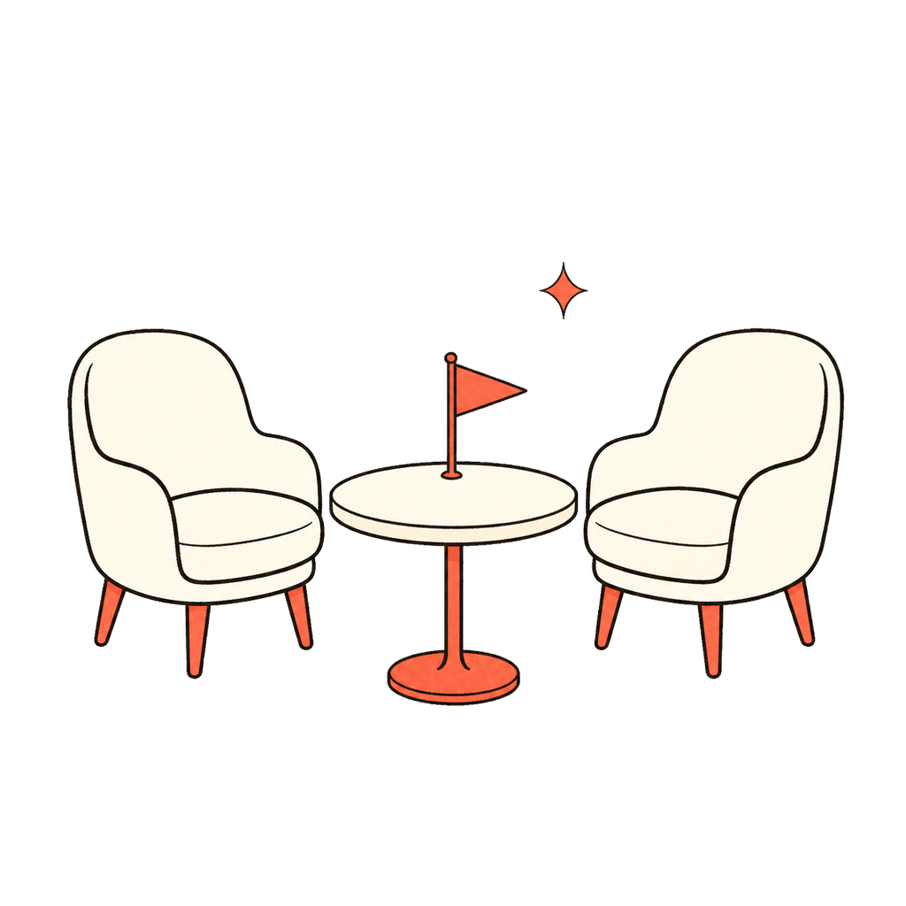 two open chairs around a founder table